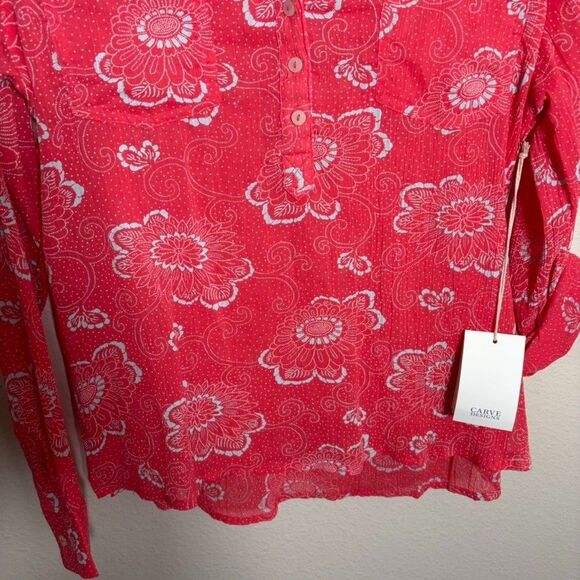 Carve Designs Blouse Women's Large Floral V-Neck Long Sleeve Colorful Top NWT - Picture 4 of 9